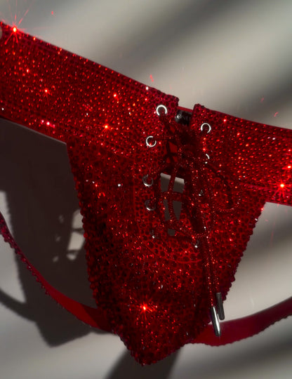 Ruby Red Lace Up Jockstrap