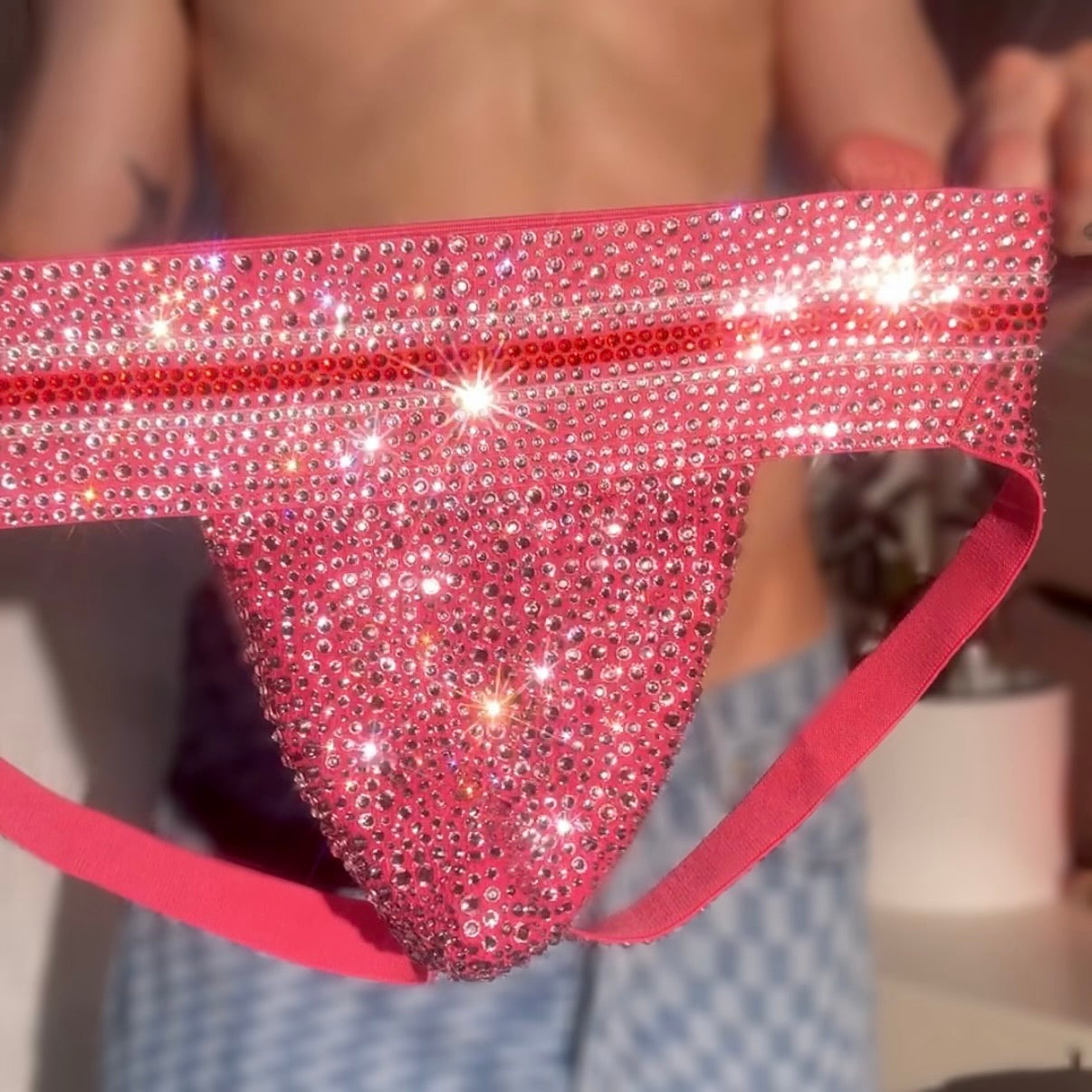 Crystal Jockstrap - Baby Pink