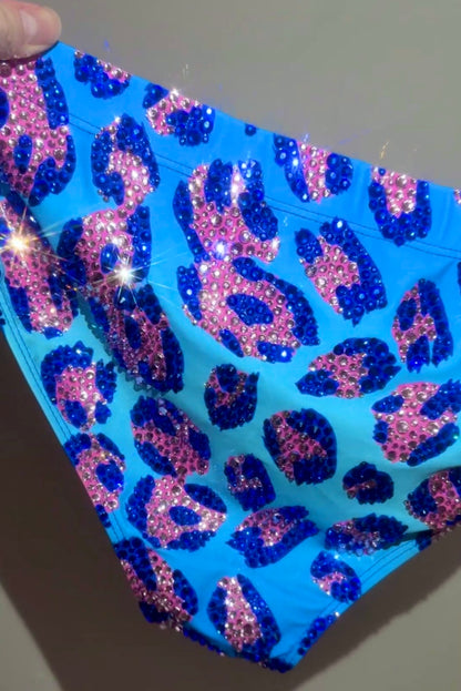 Blue/Pink Leopard Swim Brief
