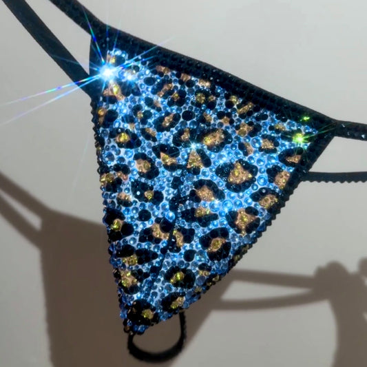 Baby Blue Leopard Thong