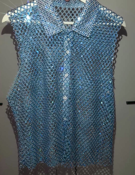 Baby Blue Fishnet Polo