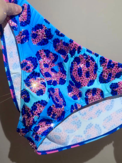 Blue/Pink Leopard Swim Brief