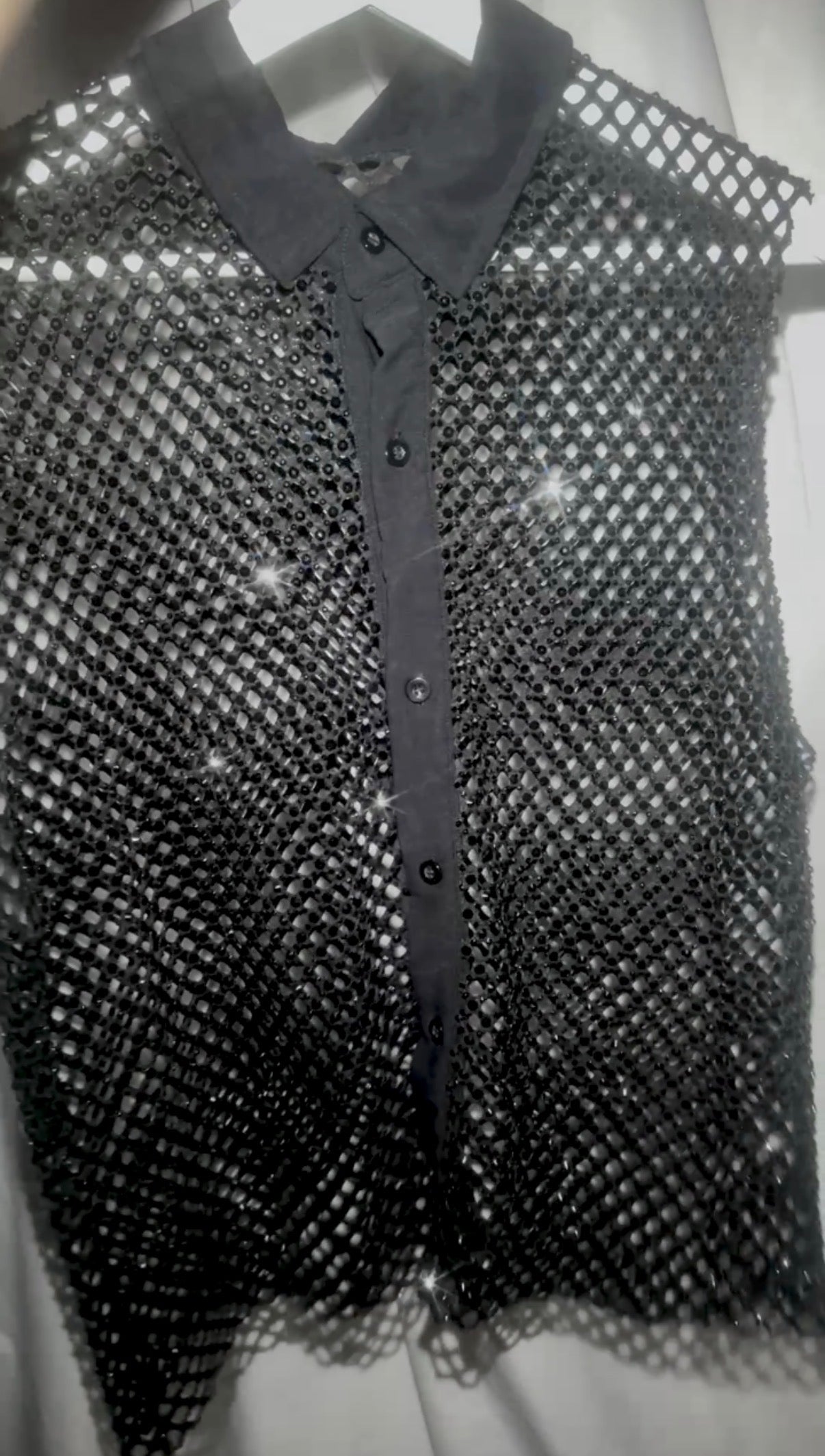 Black Fishnet Button Up