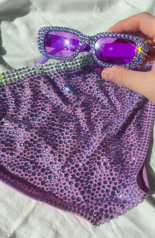 Lilac Rhinestoned Speedo