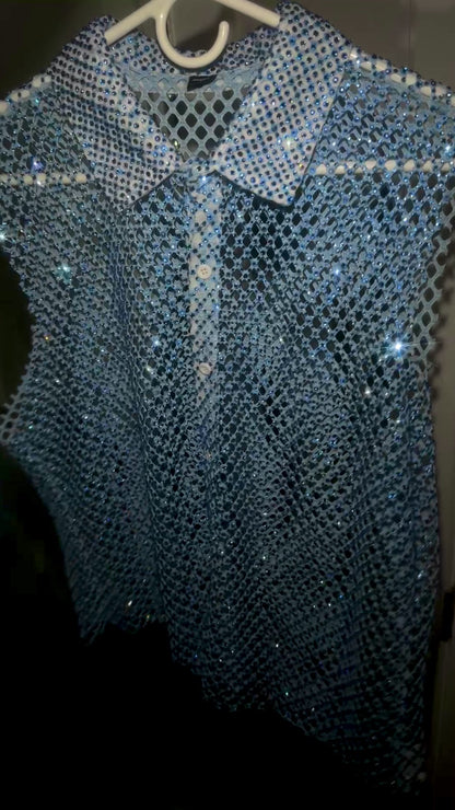 Baby Blue Fishnet Polo