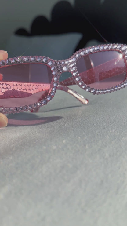 Rhinestoned Baby Pink Sunglasses