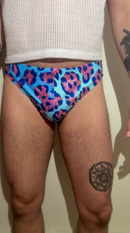 Blue/Pink Leopard Swim Brief