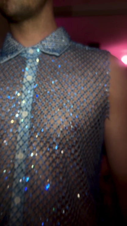 Baby Blue Fishnet Polo